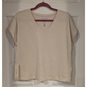 Calypso‎ St Barth Womens's Tan Organic Cotton Tee Classic Closet Staple minimal